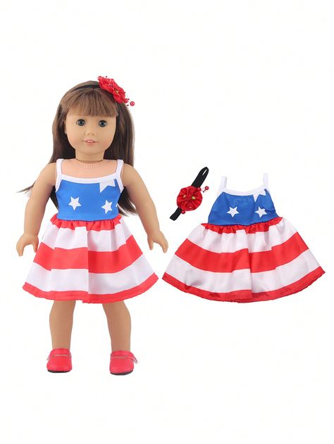 Striped Star Model  Collar  Polyester   Embellished   Kids Dolls & Stuffed Toys Kids Dolls, American Girl Doll Clothes, American Dolls, American Girl Clothes, American Girl Dolls, Child Doll, Stuffed Toys, Girl Doll Clothes, Doll Clothes American Girl