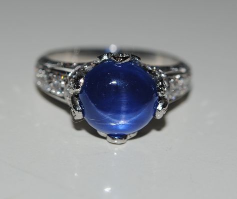 Blue Star Ring, Opalescent Sapphire, Edwardian Diamond Ring, Star Sapphire Gemstone, Star Sapphire Ring, Edwardian Ring, Sapphire Wedding Rings, Diamond Crown, Antique Ring