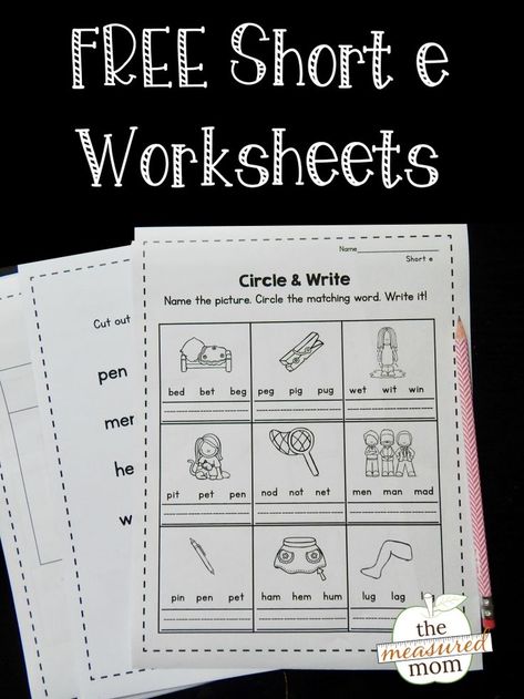 I love the variety in this set of phonics worksheets! Use them in kindergarten and first grade for extra review and practice. #phonics #kindergarten #firstgrade Short E Worksheets, Short A Worksheets, Short E Sound, Short E Words, The Measured Mom, Classroom Wishlist, Measured Mom, Ending Sounds, Cvc Words Worksheets