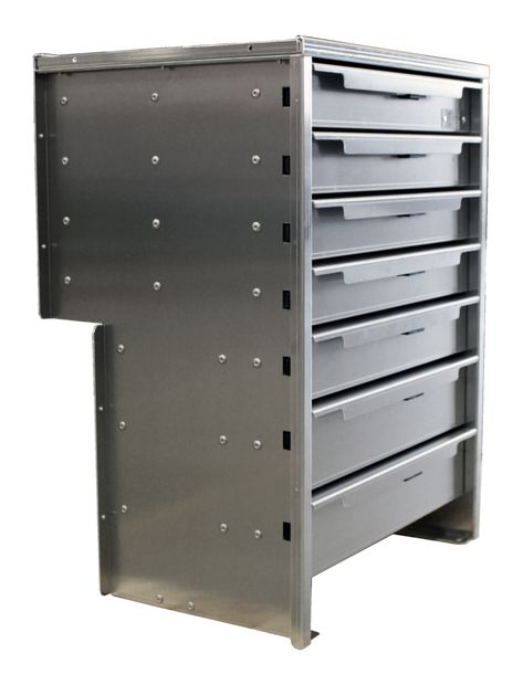 EZ STAK service body drawers are tough and durable to organize all of your parts and tools. EZ STAK service body drawers come with adjustable sliding tops that can be installed on any service body, and we include mounting feet to raise the units if need be. Available in multiple heights, widths, depths, for any size. Service Truck Organization Ideas, Service Truck Organization, Mechanics Service Truck, Truck Accesories, Welding Trucks, Truck Organization, Medical Furniture, Truck Bed Storage, Wall Storage Systems