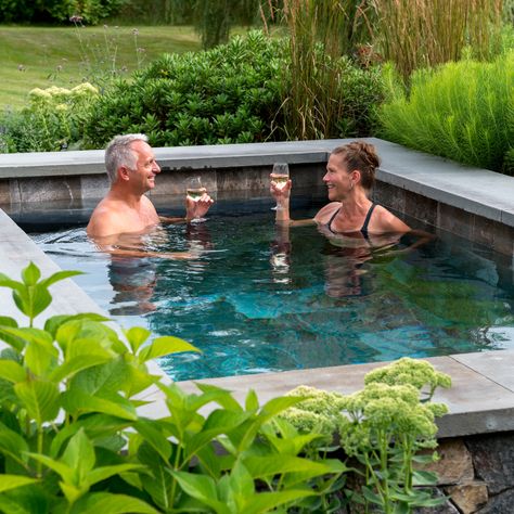 Backyard Splash Pool, Shallow Backyard Pools, Small Pool In Garden, Inground Hot Tub Ideas Backyard, Soak Pools, Cocktail Pool Ideas, Small Plunge Pools For Small Yards, Cocktail Pools Ideas, Soak Pool