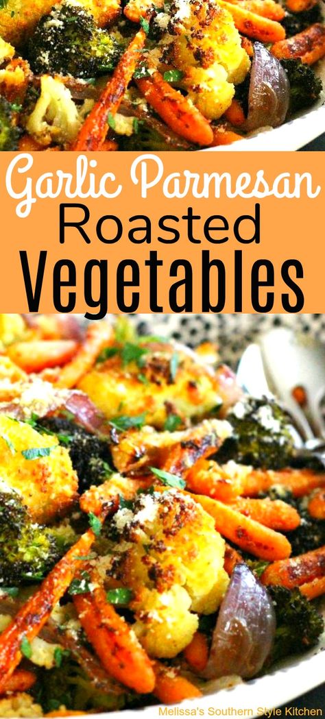 Garlic Parmesan Roasted Vegetables Parmesan Vegetables, Parmesan Roasted Vegetables, Recipes Sides, Raw Cauliflower, Roasted Vegetable Recipes, Healthy Vegetable Recipes, Vegetable Medley, Healthy Vegetable, Vegetable Beef Soup