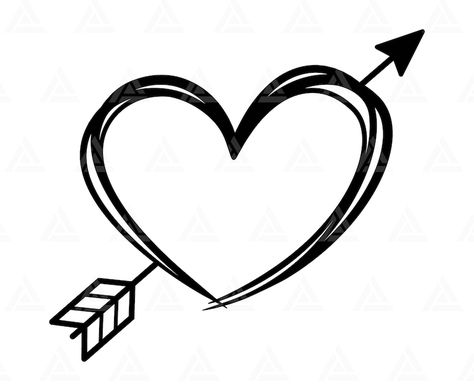 Hand Drawn Heart, Love Arrow, Arrow Heart, Drawn Heart, Arrow Svg, Cupid Love, Arrow Drawing, Tattoo Signs, Witchy Wallpaper