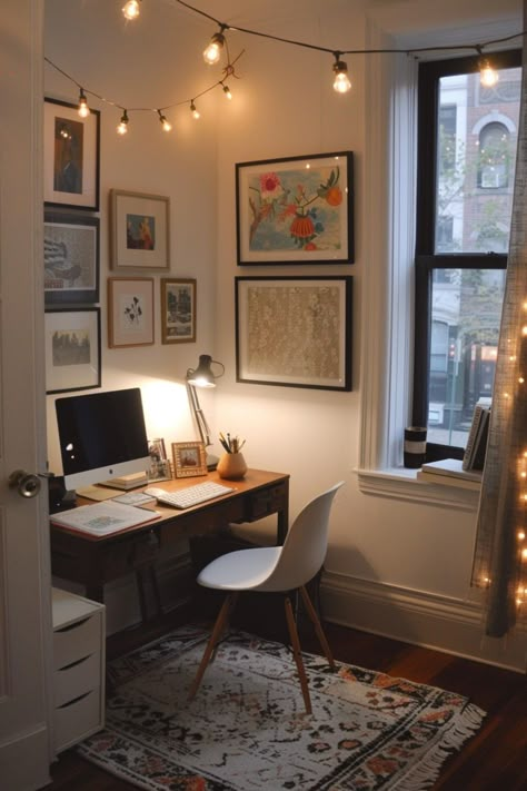 Use these tips to get the perfect small bedroom / home office combo. Work From Home Small Space Ideas, Small Living Room Home Office Combo, Guest Bedroom Art Studio, Bedroom With Workspace, Small Office Bedroom Combo, Office Ideas For Small Space, Small Bedroom Home Office, Guest Bedroom And Office Combo, Couples Office