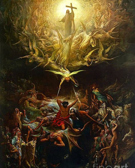 Triumph Of Christianity Over Paganism, Optical Illusion Paintings, Saint Teresa Of Avila, Christian Illustration, Horse Drawn Wagon, Heavy Metal Art, Surreal Artwork, Angel Tattoo Designs, Gustave Dore