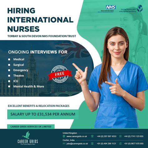 Dear Aspiring Nursing Professionals Please find the upcoming Interview for the NHS Trusts UK Minimum 6 months’ work experience required with a valid IELTS (or) OET certificate with the UK scores #CareerGrids #Jobs #Careers #HealthCare #HealthCareJobs #NHSRecruitment #Nurse #Nurses #Nursing #RN #RegisteredNurse #UK #UKJobs #NursingJobsUK #NursesToTheUK #NursesUK #NursingUK #NHS #NHSJobs #NHSHospitals #NHSTrusts #Devon #DevonNHSJobs #DevonNHSTrust #DevonNHSPartershipTrusts #HealthCareCareers Uk Nurse, Hiring Poster, Healthcare Careers, Neck And Back Massager, Healthcare Jobs, Professional Nurse, Abstract Graphic Design, Help Wanted, Nursing Jobs