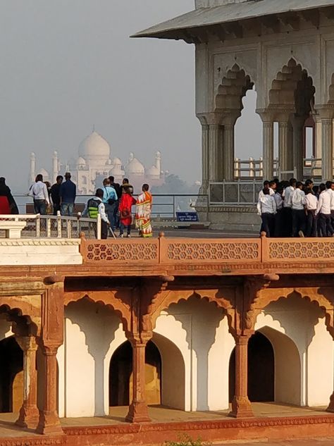 Taj view from the majestic Red Fort... Red Fort Agra, Delhi Market, Arab Aesthetic, Mughal Architecture, Red Fort, Religious Architecture, Amazing Nature Photography, Holi Festival, Picsart Background