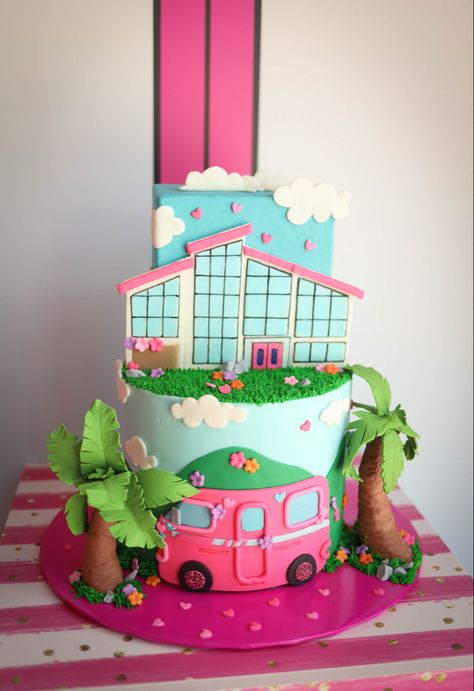 Barbie Dream Together Cake, Barbie Dream House Cake Ideas, Barbie Dreamhouse Birthday Party, Barbie Dream House Cake, House Cake Ideas, Barbie Themed Birthday Cake, Barbie Themed Birthday Party, Barbie Cake Designs, Barbie Bday