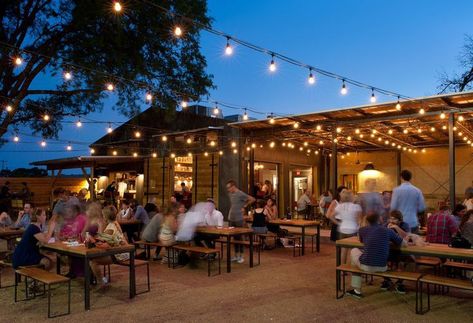 Bar Entrance, Backyard Lights, Outdoor Restaurant Patio, Rooftop Restaurant Design, Coffee House Design, Lights For Patio, Outdoor Restaurant Design, Restaurant Patio, Pub Design