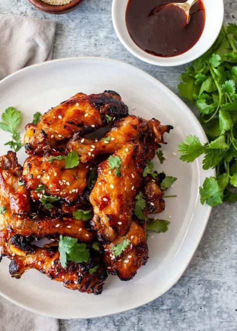 Instant Pot Sticky Gochujang Chicken Wings | Fresh or Frozen | The Noshery | Bloglovin’ Gochujang Chicken Wings, Honey Bbq Chicken Wings, Best Chicken Wing Recipe, Gochujang Chicken, Frozen Chicken Wings, Parmesan Chicken Wings, Grilled Wings, Honey Bbq Chicken, Latin Recipes