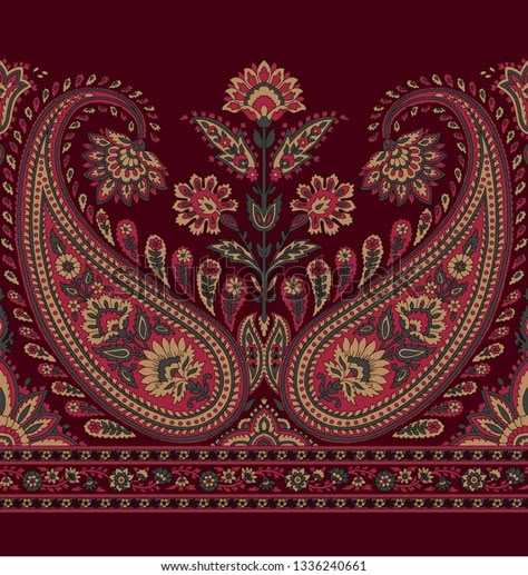 Fashion Sketch Template, Indian Paisley, Paisley Border, Paisley Print Design, Mughal Art Paintings, Greek Pattern, Folk Art Flowers, Print Design Art, Paisley Art