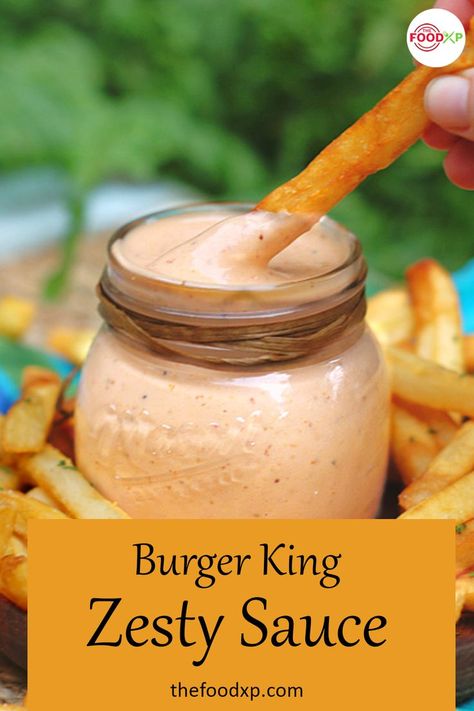 Bring your favorite flavors at home with this Burger King Zesty Sauce recipe. This sauce is a perfect combination of sweet, tangy, and spicy flavors. Check out the entire recipe at TheFoodXP official website. #burgerkingzestysauce #burgerkingzestysaucerecipe #zestysaucerecipes #burgerkingrecipes Bk Zesty Sauce, Burger King Sweet And Sour Sauce Recipe, Burger King Whopper Sauce Recipe, Whopper Sauce Recipe, Burger King Stacker Sauce Recipe, Burger King Zesty Sauce Recipe, Arby Sauce Recipe, Zesty Sauce Burger King, Braums Sauce Recipe