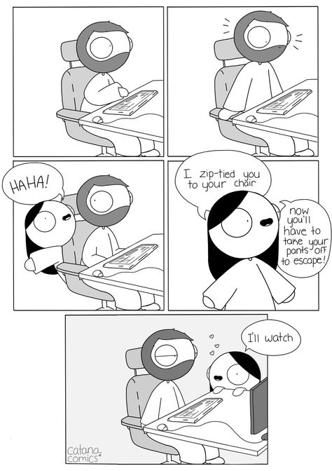 Funny Couple Comics, Cantana Comics, Funny Quotes About Marriage, Couple Comic, Quotes About Marriage, Catana Comics, Kissing Pranks, Couple Comics, Marriage Quotes Funny