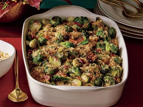 Brussel Sprouts For A Crowd, Brussels Sprouts Recipe With Bacon, Shallots Recipe, Shallot Recipes, Brussels Sprouts With Bacon, Keto Thanksgiving, Bacon Brussel Sprouts, Vegetable Casserole, Sprouts With Bacon