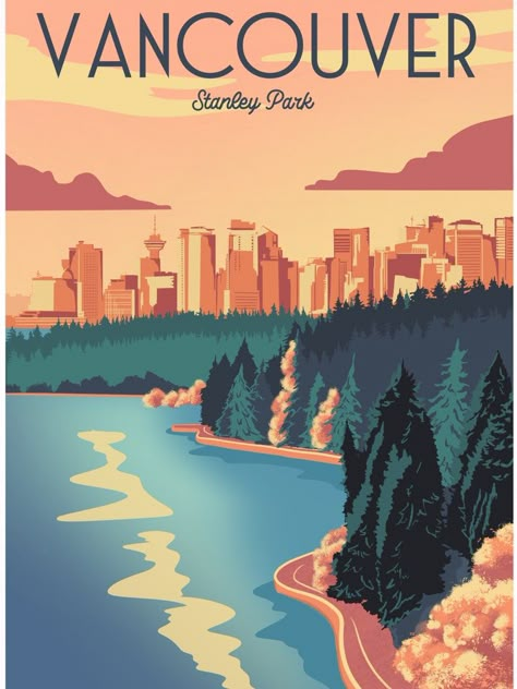 Vancouver Drawing, Vancouver Painting, Vancouver Wallpaper, Fifa Poster, Vancouver Poster, Canada Illustration, Vancouver Map, Canada Poster, Vancouver Tattoo