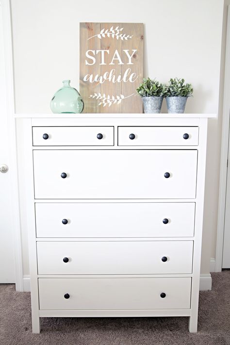 IKEA HEMNES Dresser Ikea Bedroom Design, Ikea Pieces, Dresser Styling, Ikea Hemnes Dresser, Bedroom Ikea, Hemnes Dresser, Chic Bedroom Design, Ikea Dresser, Ikea Design