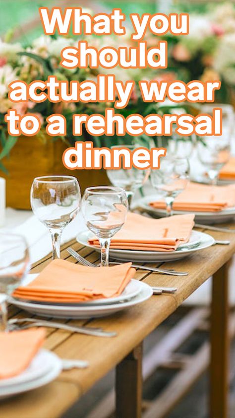 What you should actually wear to a rehearsal dinner, according to experts Smart Casual Rehearsal Dinner, Rehersal Dinner Dress Bridesmaid, Rehersal Dinner Dress Mother Of Bride Casual, Bridal Party Rehearsal Dinner Outfit, Rehearsal Dinner Outfit Mother Of Bride, Business Casual Rehearsal Dinner Outfit, Wedding Dress Rehearsal Outfit Guest, Grooms Dinner Outfit, Rehearsal Dinner Outfits For Mom