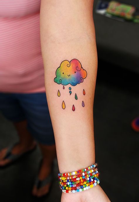 Rain Cloud Tattoos, Tattoos Wings, Cupcake Tattoo, Rainbow Tattoo, Colour Tattoo For Women, Colour Tattoo, Rainbow Tattoos, Watercolor Clouds, Cloud Tattoo