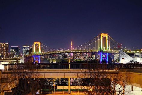 The beautiful colors of the Rainbow Bridge. Minato City, Tokyo, Japan 🇯🇵 The post The beautiful colors of the Rainbow Bridge. Minato City, Tokyo, Japan 🇯�🇵 appeared first on Alo Japan. City Tokyo, Colors Of The Rainbow, Anime Posters, Japan Photo, Tokyo Japan, Golden Gate Bridge, The Rainbow, Rainbow Colors, Painting Ideas