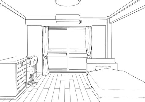 Room Perspective Drawing, Mha Shifting, Character Sheet Template, Bedroom Drawing, Mha Dr, Interior Design Sketches, Mha Oc, Background Drawing, Anime Room