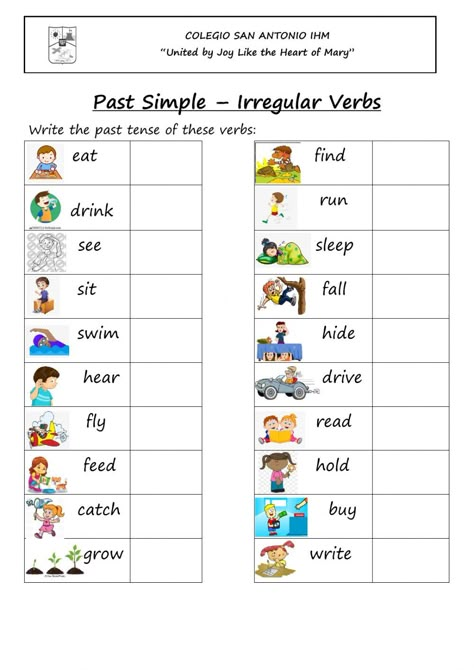 Past Simple - Irregular Verbs activity for 3 Verbs Activity For Grade 2, Past Verbs, Simple Past Tense Activities, Irregular Verbs Exercises, Irregular Verbs Activities, Past Simple Irregular Verbs Worksheets, Irregular Verbs Worksheet, Irregular Past Tense Verbs Activities, Simple Past Verbs