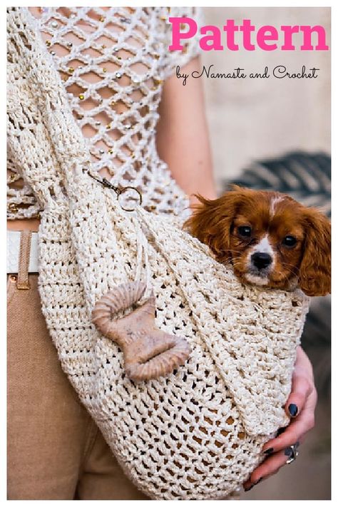 Dog Carrier Pattern, Crochet Dog Sweater Free Pattern, Crochet Pets, Carrier Pattern, Crochet Sling Bag, Small Dog Carrier, Pouch Crochet, Dog Carrier Sling, Cat Carrier Bag