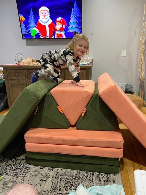 2 Nugget Builds With Slide, Nugget Two Builds, Climbing Nugget Builds, 2 Nugget Couch Configurations, Play Couch Builds, Couch Configuration, Explorer Sofa, Crate Stand, Nugget Couch Ideas