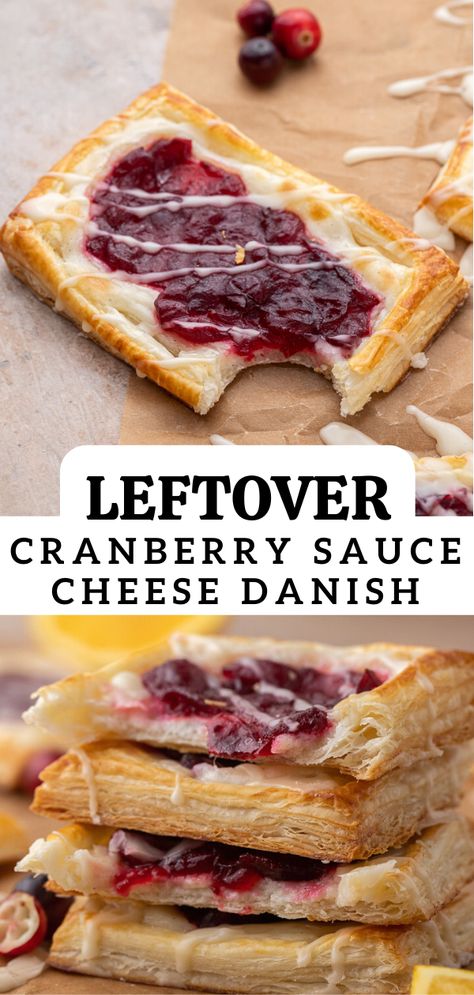 What To Do With Leftover Cranberry Jelly, Things To Make With Leftover Cranberry Sauce, Recipe Using Cranberry Sauce, Apple Cranberry Turnovers, Recipes With Leftover Cranberry Sauce, Leftover Canned Cranberry Sauce Recipes, Using Leftover Cranberry Sauce, Fall Danish Recipe, Cranberry Cheese Danish