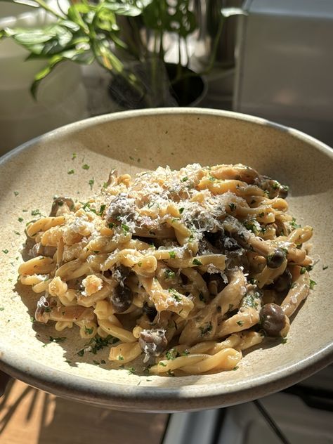 Miso Mushroom Pasta | Cabagges.World Mushroom Miso Pasta, Miso Mushroom And Leek Pasta, Miso Mushroom Pasta, Wafu Pasta, Oyster Mushroom Pasta, Fusili Pasta, Mushroom Miso, Miso Pasta, Parmesan Noodles