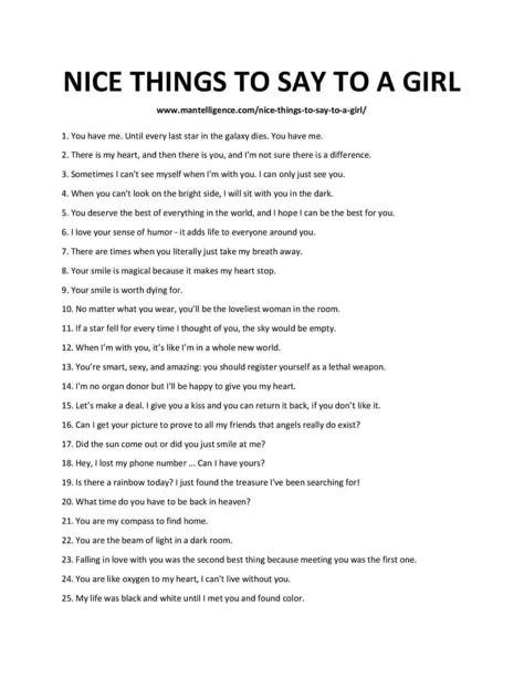 Nice Thing To Say To Your Girlfriend, How To Call Someone Beautiful, To Her Sweet Texts, Beautiful Things To Say To Her, Sweet Words To Tell Your Girlfriend, Thing To Say To Your Girlfriend, Things To Say To Make Someone Smile, Best Lines For Girlfriend, Things To Say To Make Her Blush