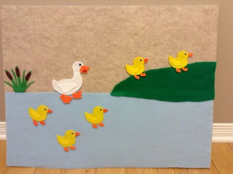 "Five Little Ducks" Felt Board Five Little Ducks Craft, Two Year Old Crafts, Five Little Ducks, Teaching Crafts, Pond Life, Duck Pond, Learning Materials, Little Duck, Felt Board