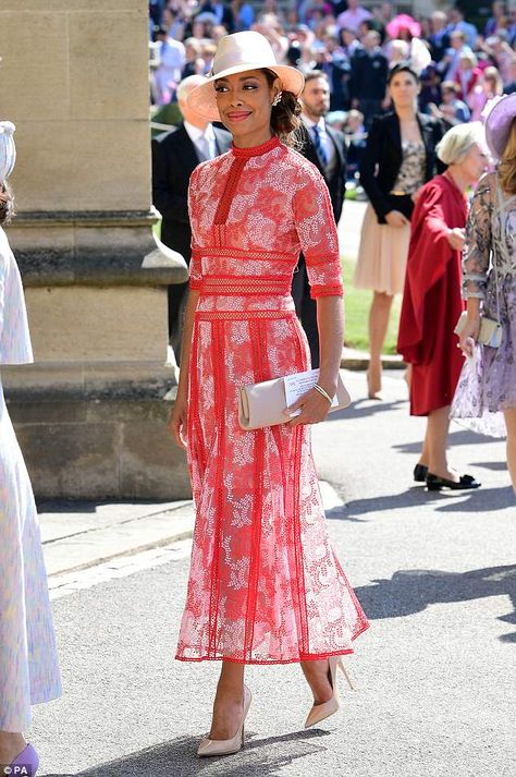 The Royal Wedding hits and misses by LIZ JONES Royal Wedding Guests Outfits, Royal Wedding Outfits, Prince Harry Wedding, Red Lace Gown, Suits Actress, Harry Wedding, Gina Torres, Meghan Markle Wedding, Abigail Spencer