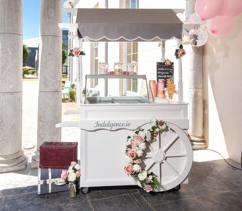 Vintage style cart with gourmet ice cream and sorbet. I’ve Cream Cart Diy, Vintage Ice Cream Cart, Ice Cream Cart Ideas, Ice Cream Cart Diy, Ice Cream Cart Design, Diy Ice Cream Cart, Ice Cream Trolley, Ice Cream Carts, Korean Ice Cream