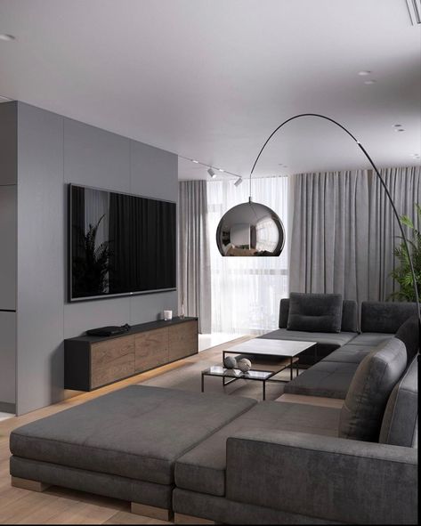 White Grey Wood Living Room, Grey And Wood Living Room, Second Floor Living Room, Male Living Room, Living Room Makeovers, Grey And Brown Living Room, Gray Interiors, Modern Grey Living Room, Grey Interior Design