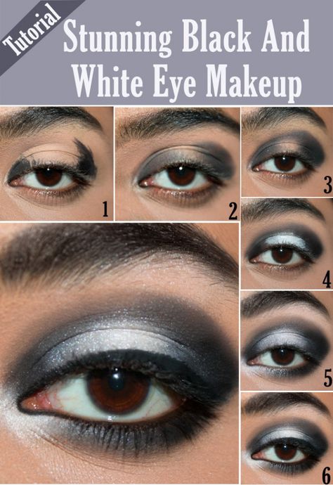 Black And White Eye Makeup, Black And White Eyeshadow, White Eye Makeup, Dark Circles Makeup, Eye Makeup Cut Crease, Black And White Makeup, Eyeshadow Tips, White Eyeshadow, White Makeup