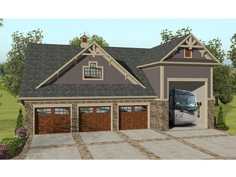 Definitely enough room for a lift. But needs modification upstairs.   Garage Apartment Plan, 007G-0018 Pole Garage, Rv Garage Plans, Garage Apartment Plan, Plan Garage, Carriage House Plans, Rv Garage, Garage Apartment Plans, Basement House Plans, Garage Apartments