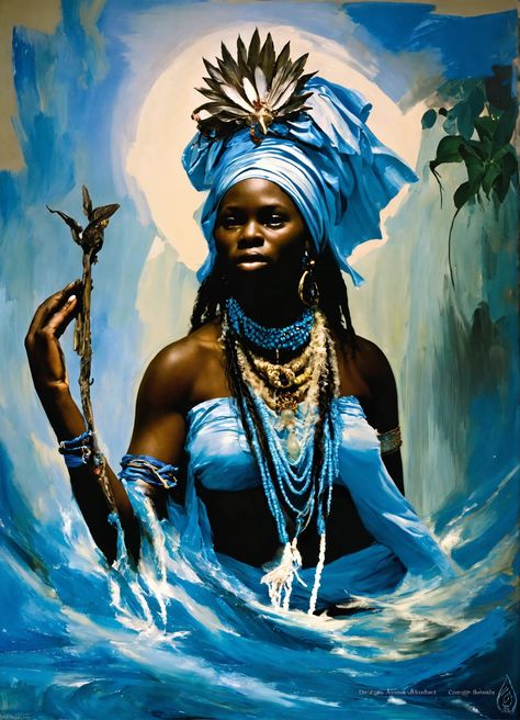 Yemaya Orisha Tattoo, Ogun Orisha, Tanzania Wedding, African Goddesses, Yemaya Orisha, Orishas Yoruba, Leo Zodiac Facts, African Goddess, Afro Cuban