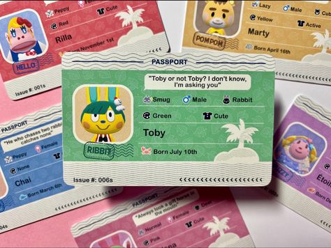 Animal Crossing Graphic Design, Animal Crossing Card, Animal Crossing Door Decs, Animal Crossing Classroom Theme, Profile Card Design, Nintendo Party, Character Card, Graphic Design School, Animal Crossing Fan Art