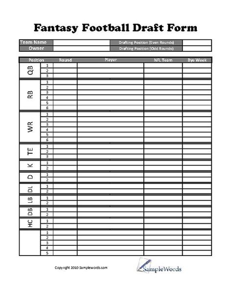 Fantasy Football Draft Order, Fantasy Football Draft Sheet, Fantasy Football Draft Board, Nfl Fantasy Football, Football Template, Fantasy Draft, Nfl Fantasy, Football Draft, Fantasy Football League