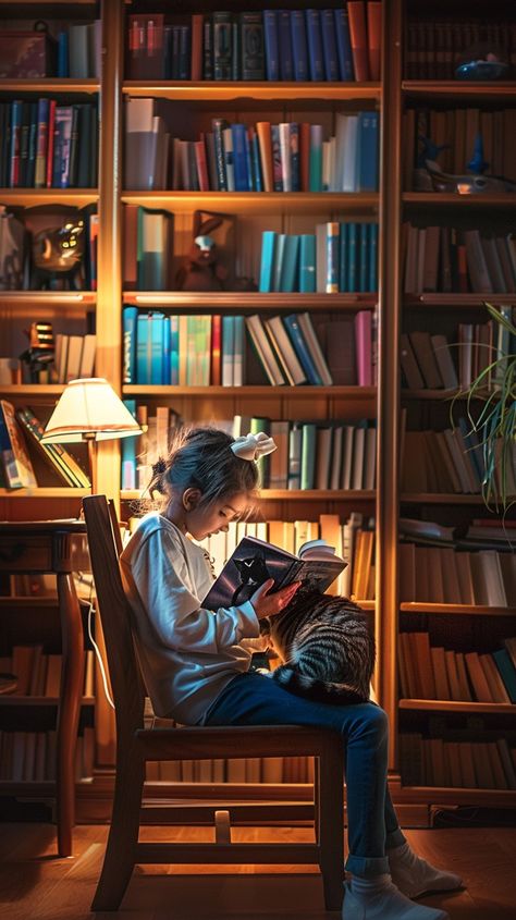 Cozy Reading Nook: A #youngchild deeply engrossed in #readingabook, surrounded by #shelves full of #bookshelf. #bookworm #childrensliterature #booksaremagic #librarylife #comfycorners #aiartwork #aiphotography #downloadnow ⬇️ Download and 📝 Prompt 👉 https://stockcake.com/i/cozy-reading-nook_984881_787609 Hobbit Illustration, Serene Silhouettes, Cozy Reading Nook, Reading A Book, Cozy Reading, Children's Literature, Riveting, Reading Nook, The Hobbit