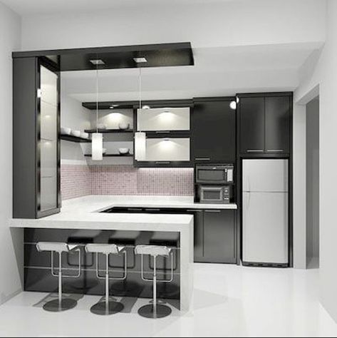 Modern Kitchen Set, Model Dapur, Minimalist Dekor, Minimalistic Interior, Modern Kitchen Tables, Desain Pantry, Kitchen Ideas Dark, Interior Design Per La Casa, Paint Kitchen