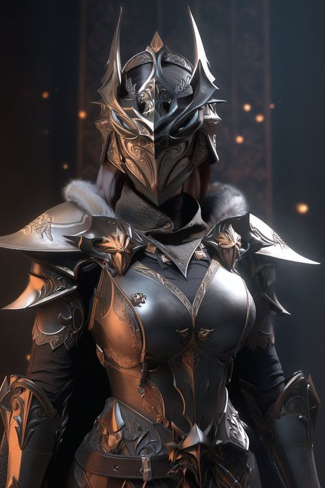 Female Suit Of Armor, Female Warrior Helmet, Knight Armor Female, Female Armor Design, Feminine Armor, Medival Outfits Women, Womens Armour, Chain Armor, Female Armour