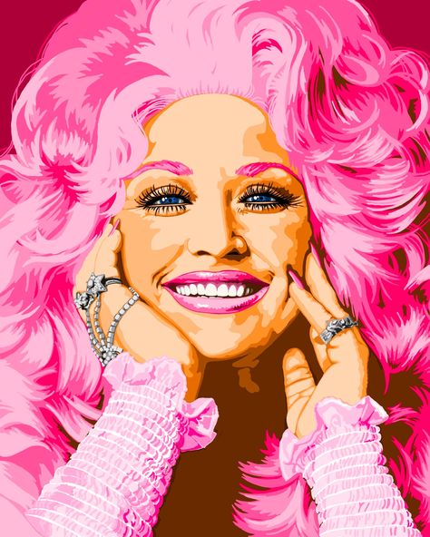 Pink Dolly Parton Portrait Inspirational Country Singer Kindness & Inclusivity Icon Women's Rights Advocate FREE SHIPPING - Etsy Pink Dolly Parton, Imagination Library, Dolly Parton Imagination Library, Bright Pink Hair, Early Childhood Literacy, Literacy Programs, Lansing Mi, Country Singer, Women's Rights