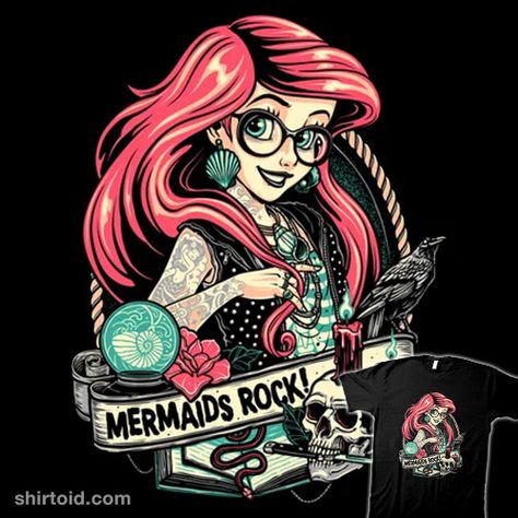 Ariel With Tattoos, Goth Ariel, Punk Ariel, Tattooed Princess, Colourful Pictures, Goth Disney Princesses, Skulls Tattoo, Widget Photos, Disney Punk