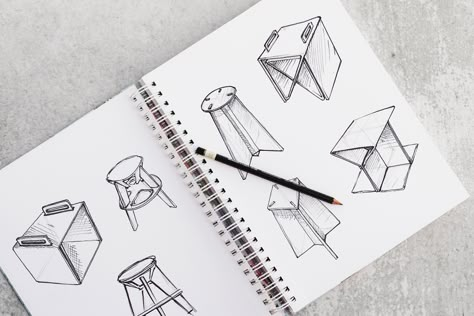 Stool Design Furniture projects | Photos, videos, logos, illustrations and branding on Behance 3d Furniture Drawing, Stool Fashion Photography, 3d Chair Drawing, Stool Sketch, Box Stool Design, Cardboard Stool, Short Stools, Low Stool, Stool Chair