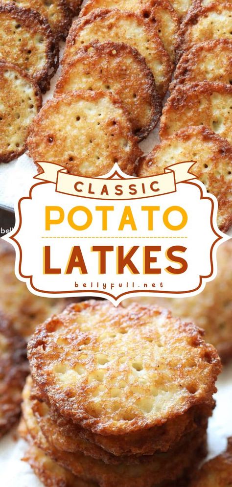 Potato Latkes, hanukkah food, dinner sides Ashkenazi Jewish Food, Jewish Recipes Hanukkah, Best Latkes Recipe, Classic Jewish Recipes, Potatoe Latkes Recipe Jewish, Jewish Deli Recipes, Jewish Thanksgiving Recipes, Authentic Jewish Recipes, Ashkenazi Jewish Recipes