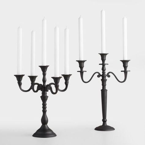 Black Metal Taper Candelabra Farmhouse Halloween, Halloween Candles, Halloween Lights, Unique Halloween, Black Iron, World Market, String Lights, Halloween Decor, Black Metal