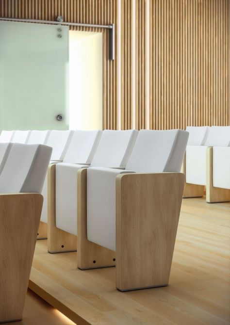 Audit, auditorium seating by #Actiu Lecture Hall Design, Library Seating, Auditorium Chairs, Auditorium Design, Design Hall, Auditorium Seating, Theater Architecture, Lectures Room, Multipurpose Hall