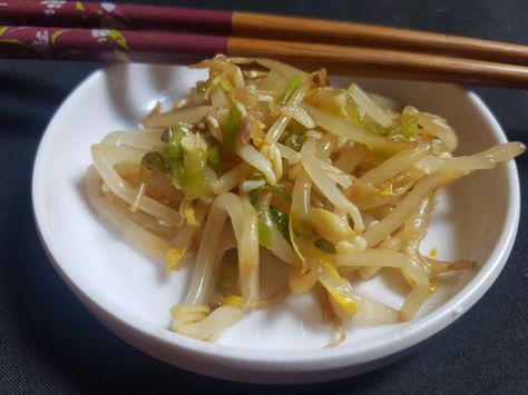 Korean Bean Sprout Banchan – Semiserious Chefs Marinated Bean Sprouts, Beansprout Korean Side Dish, Cucumber Banchan Recipe, Sukju Namul, Banchan Recipe, Lunch Stuff, How To Make Beans, Microgreens Recipe, Cucumber Kimchi