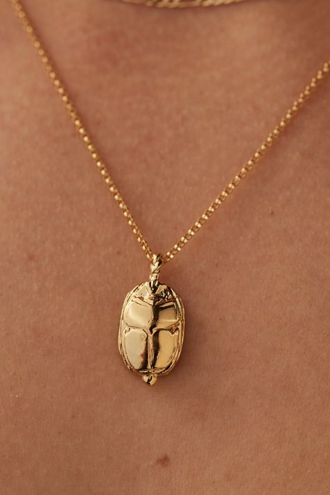 Scarab Necklace – Rackk & Ruin Scarab Beetle Necklace, Scarab Necklace, Scarab Bracelet, Egyptian God, Gold Rings Simple, Scarab Beetle, Instagram Jewelry, Ancient Egyptians, Egyptian Jewelry